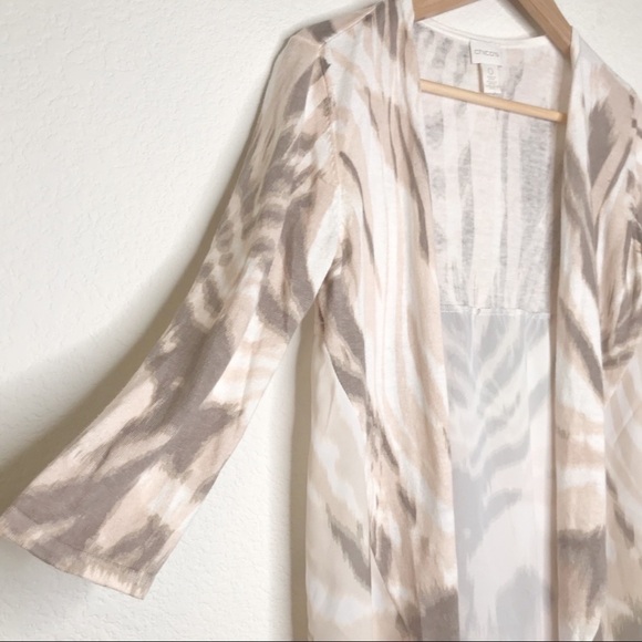 Chico’s 0 open cardigan mixed media sz 4 - Picture 4 of 11